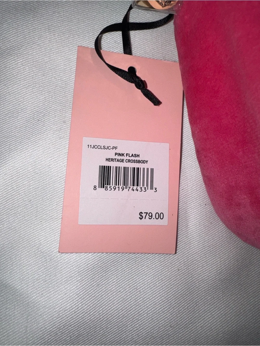 Juicy Couture Pink Flash Heritage Velour Crossbody Bag NWT Y2K